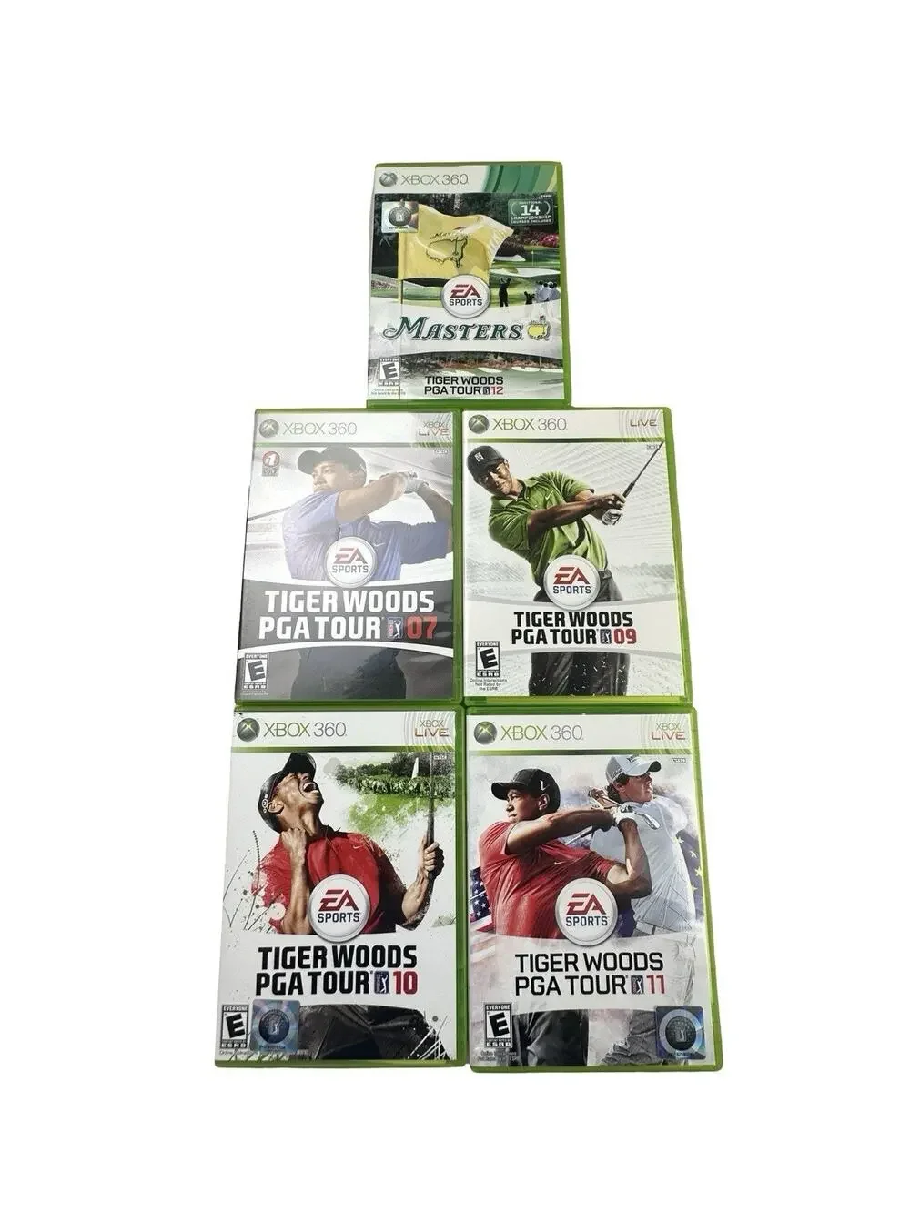 Tiger Woods Lot of 5 PGA Tours 7, 9, 10 & 11 & Masters PGA 12 XBOX 360 Tested
